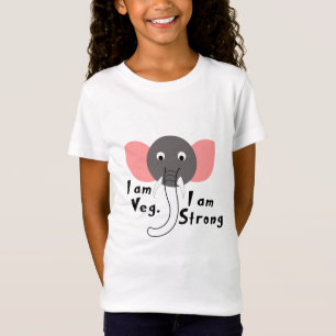 I am Veg I am Strong Elephant Animal Girl Kids T-Shirt