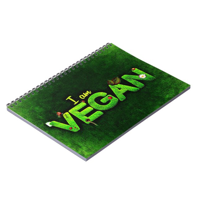 I Am Vegan Written With A Grassy Nature Texture Notebook (Left Side)