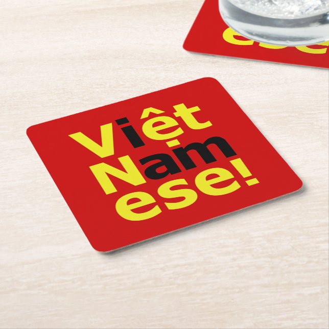 i am Việt Namese! Square Paper Coaster (Angled)