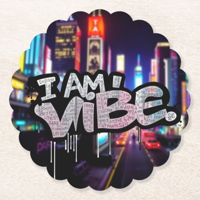 I AM VIBE - Urban Street Style Graffiti Art Design Paper Coaster (Front)