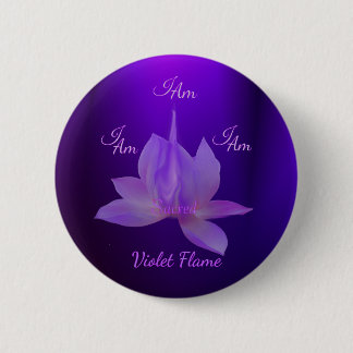I Am Violet Flame With Lotus 6 Cm Round Badge