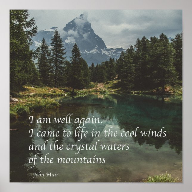 'I am well again' John Muir nature quote  Poster (Front)
