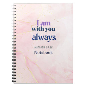 I am with you always quote hint peach notebook