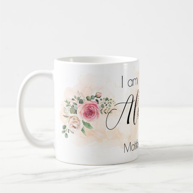 I Am With You Always Watercolor Roses Coffee Mug (Left)