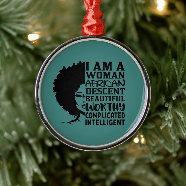 I Am Woman African Descent (Natural Hair) Metal Tree Decoration (Tree)