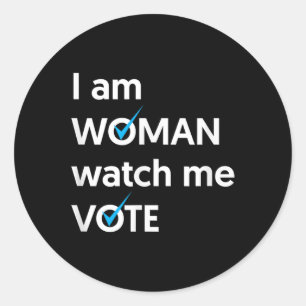 I Am Woman Watch Me Vote 2024 Blue Wave Vote Classic Round Sticker