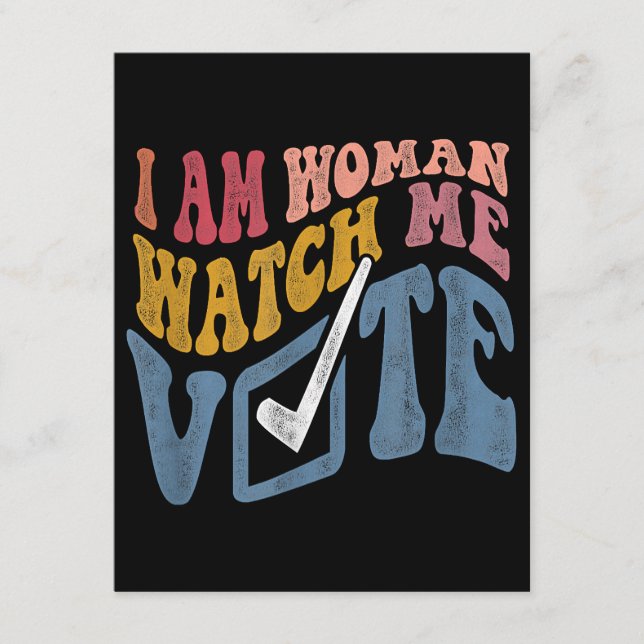 I Am Woman Watch Me Vote 2024 Blue Wave Vote Enclosure Card (Front)
