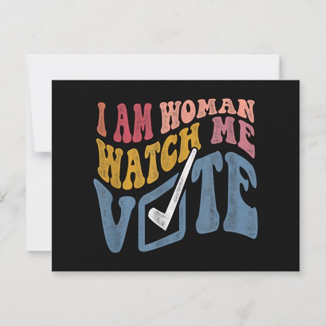 I Am Woman Watch Me Vote 2024 Blue Wave Vote Holiday Card (Front)