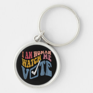 I Am Woman Watch Me Vote 2024 Blue Wave Vote Key Ring
