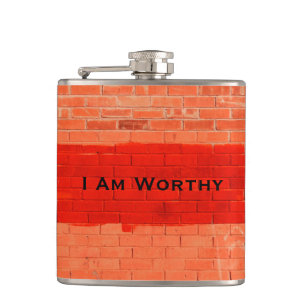 "I Am Worthy" Customisable Funny Hip Flask