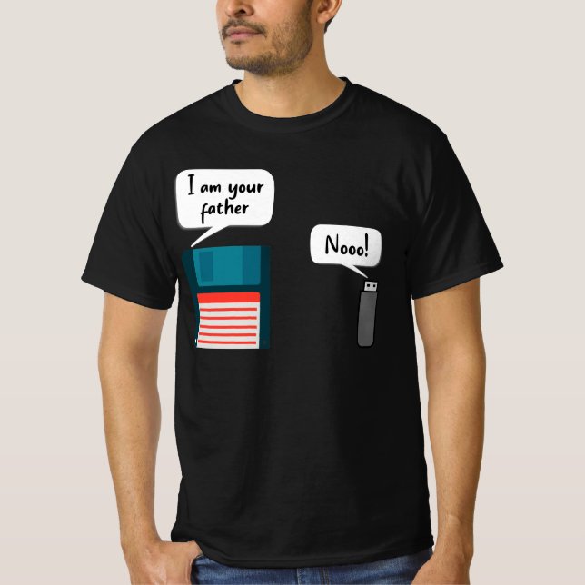 I Am Your Father USB Floppy Disc IT Computer Geek  T-Shirt (Front)