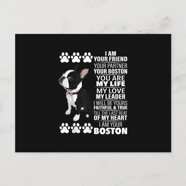 I Am Your Friend Your Partner Your Boston Terrier Announcement Postcard (Front)