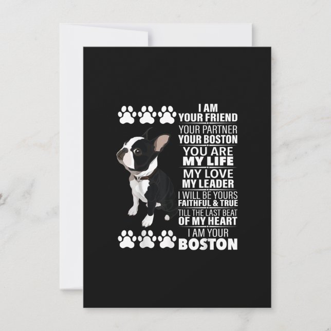 I Am Your Friend Your Partner Your Boston Terrier Thank You Card (Front)