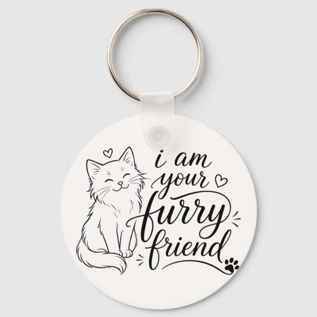 I Am Your Furry Friend Cute Pet Design Key Ring (Front)
