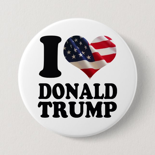 I American Flag Heart Donald Trump 7.5 Cm Round Badge (Front)