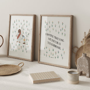 I an the true vine set of 2 kids art print