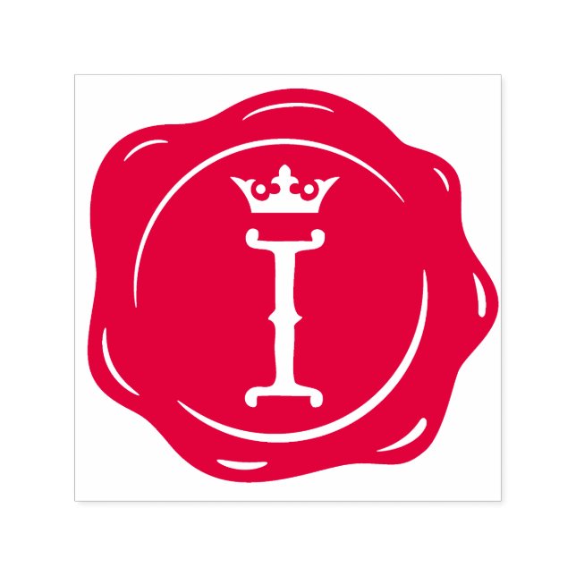 I - Antique Wax Seal Gothic Crown Initial Letter Self-inking Stamp (Design)