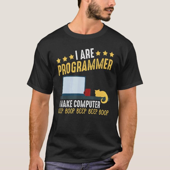 I Are Programmer Cat Coding Computer Party T-Shirt (Front)
