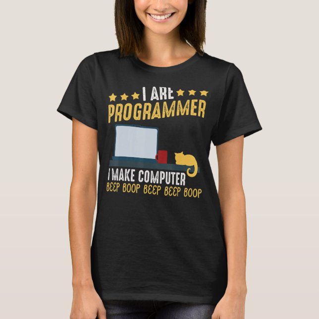 I Are Programmer Cat Coding Computer Party T-Shirt (Front)