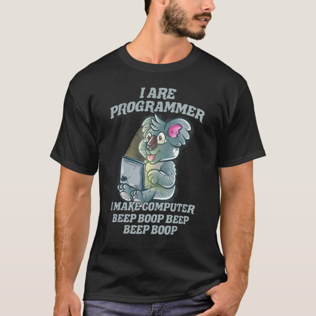 I Are Programmer Introvert IT Nerd Koala Bear Geek T-Shirt (Front)