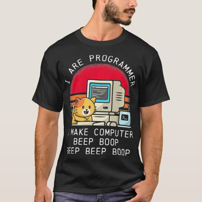 I Are Programmer Retro Cat Premium  T-Shirt (Front)