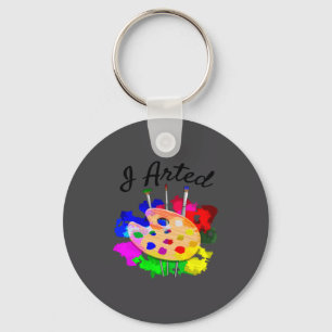 I Arted Funny Artist Palette Brushes Key Ring