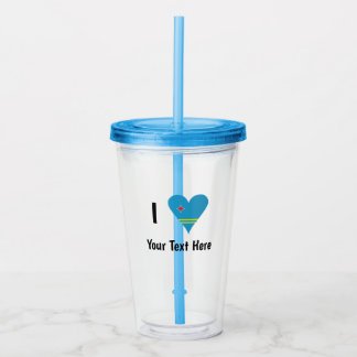 I ( Aruban Flag Heart Love) Your Text Acrylic Tumbler