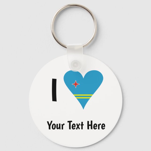 I ( Aruban Flag Heart Love) Your Text Key Ring (Front)