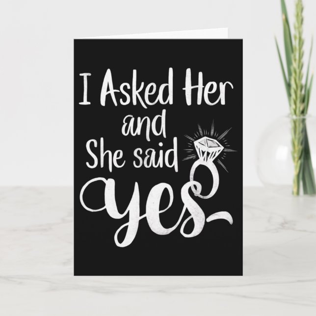 I Asked Her And She Said Yes Romantic Couples Enga Card (Front)