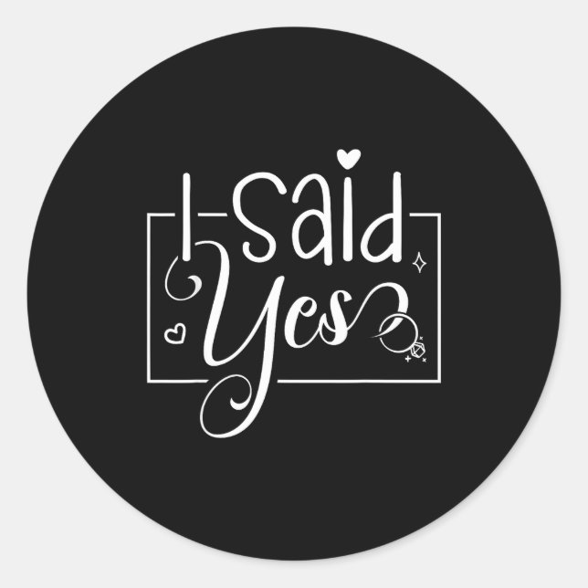 I Asked I Said Yes Engagement Reveal Announcement  Classic Round Sticker (Front)
