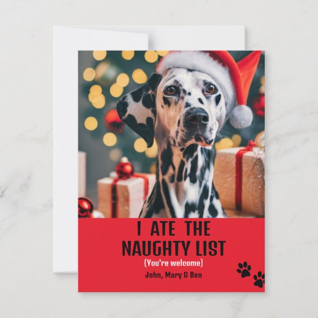 I ate Naughty List Pet Photo Christmas Red Holiday (Front)