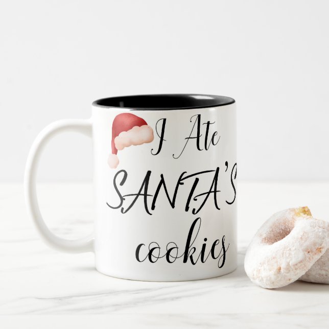I ate santa cookies Two-Tone coffee mug (With Donut)