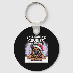 I Ate Santas Cookies Puppy Funny Christmas German Key Ring