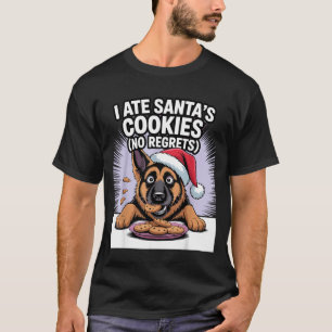 I Ate Santas Cookies Puppy Funny Christmas German  T-Shirt