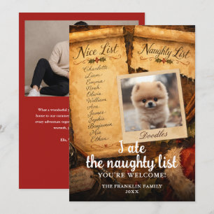 I Ate The Naughty List Cute Pet 2 Photo Fun Holiday Card