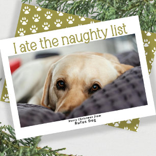 I Ate The Naughty List Dog Christmas Photo Holiday Card