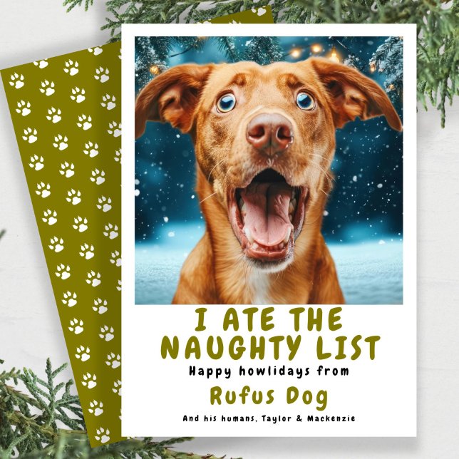 I Ate The Naughty List Dog Christmas Photo Holiday Card (I Ate The Naughty List Dog Christmas Photo Holiday Card
by Ricaso. Add dogs photo & your own text)