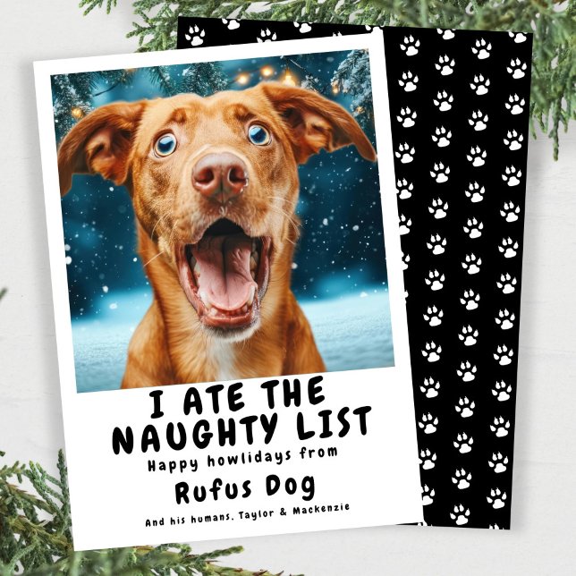 I Ate The Naughty List Dog Christmas Photo Holiday Card (I Ate The Naughty List Dog Christmas Photo Holiday Card
by Ricaso. Add dogs photo & your own text)