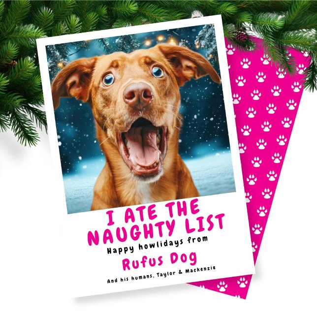 I Ate The Naughty List Dog Christmas Photo Holiday Card (I Ate The Naughty List Dog Christmas Photo Holiday Card
by Ricaso. Funny dog themed holiday cards)