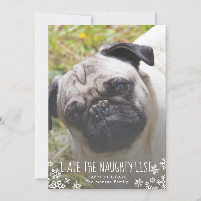 I ate the naughty list Funny Dog Christmas Card (Front)