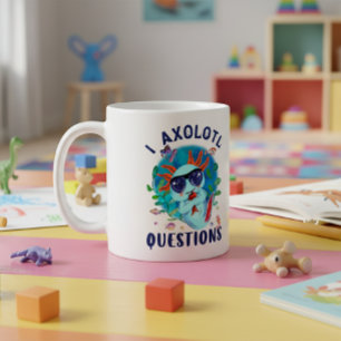 I Axolotl Questions, Cute Blue Amphibian Quote Coffee Mug