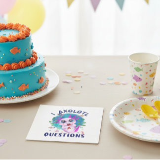 I Axolotl Questions, Cute Kawaii Pink Amphibian Napkin