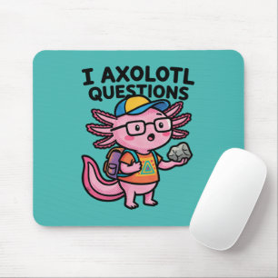 I Axolotl Questions schoolkid holds rock curiosity Mouse Mat