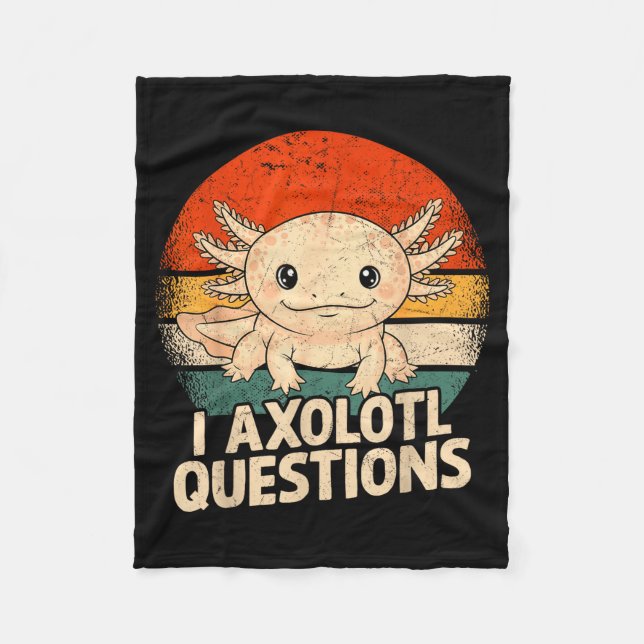 I Axolotl Questions Shirt Adults Youth Kids Retro  Fleece Blanket (Front)