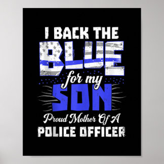 I Back Blue My Son Ts Women Thin Line Mum Gift Poster