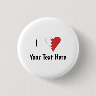 I (Bahraini Flag Heart Love) Personalized 3 Cm Round Badge