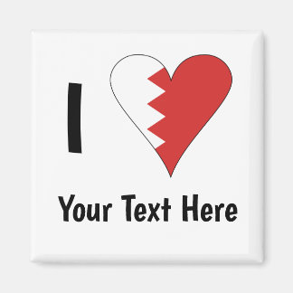 I (Bahraini Flag Heart Love) Your Text Magnet