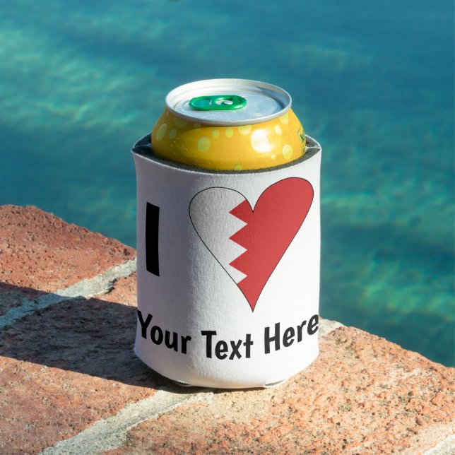 I (Bahraini Heart Flag) Personalised  Can Cooler (In Situ Pool)
