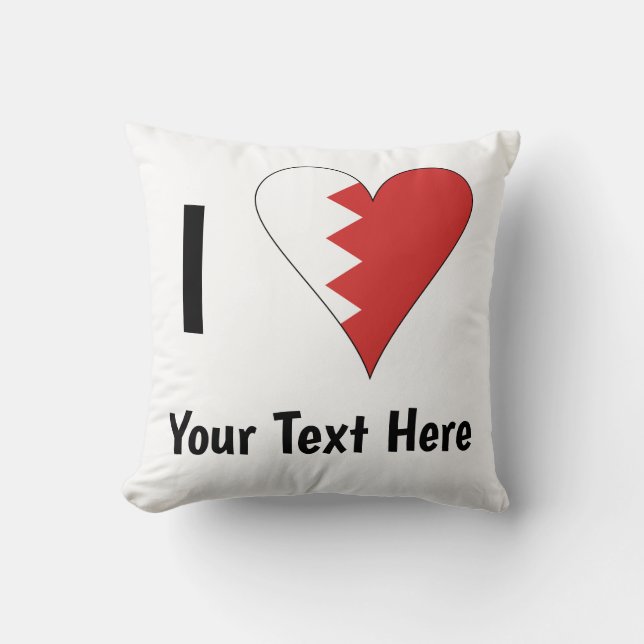 I (Bahraini Heart Flag) Personalised  Cushion (Front)