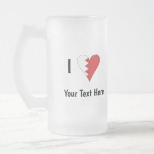 I (Bahraini Heart Flag) Personalised Frosted Glass Beer Mug